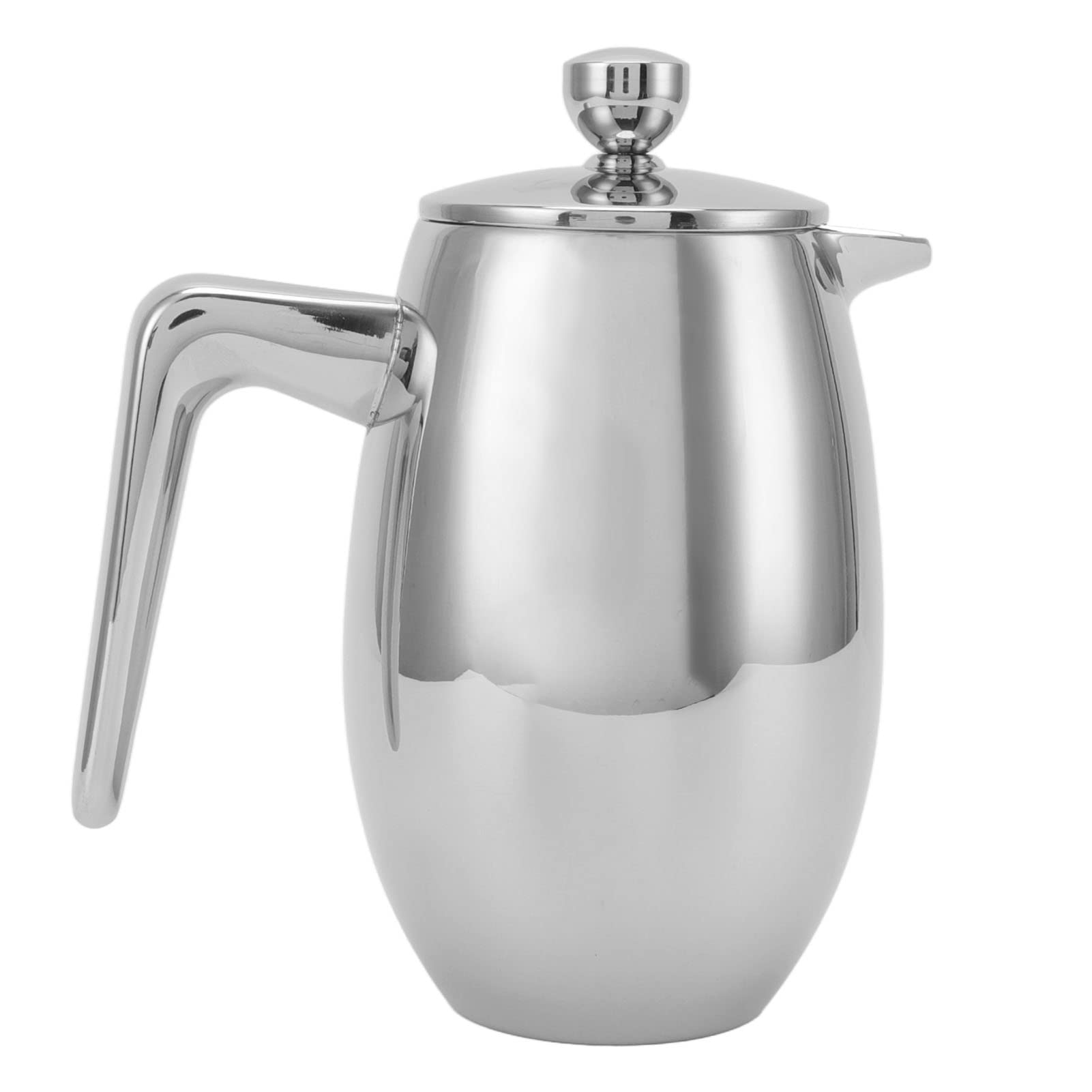 Kikumi Prensa Francesa de Acero Inoxidable 304, Tetera de Elaboración Manual con Boca en Forma de U de Doble Capa para el Hogar (800ml)