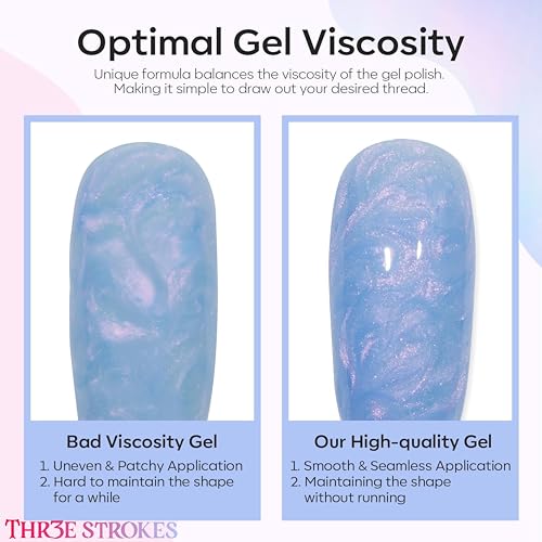 Image of THR3E STROKES Gel Nail Polish Set - 6 Colors Gel Polish Glitter Gel Polish Sparkle Nail Polish Gel Manicure DIY Salon Nail Art Gifts (PEARL P85, 7.5ML)