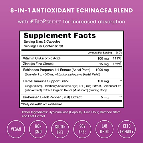 Nutrachamps 990395 Echinacea Capsules 1000Mg - 8-In-1 Immune Support Supplement thumb #1