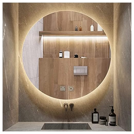 LED Bathroom Vanity Mirror - Round Wall-Mounted, Anti-Fog, Backlit with Touch Dimmer Switch, 3-Color Light Options, Adjustable Brightness for Modern Bathrooms