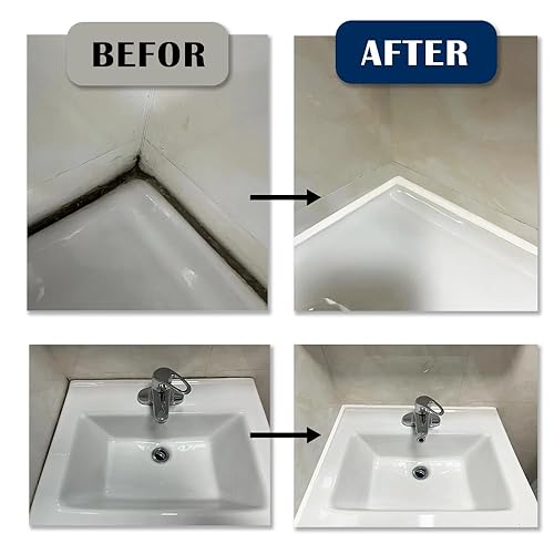 Miniatura 4 de Lechada epoxi impermeable para ducha, azulejos de piscina, baño, fórmula premezclada resistente a grietas, calafateo de 13.5 fl oz, blanco