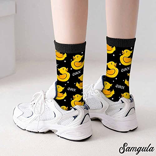 Image of Red Striped Crew Socks for Woman Size 6-8 Christmas Tree Moose Snowflake Dots Lines Girls Socks