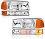 VIPMOTOZ For 1999-2006 GMC Sierra 1500 2500 3500 Headlights - Metallic Chrome Housing, Driver and Passenger Side