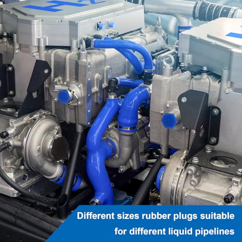 Image of 38PCS Hydraulic Oil Service Rubber Plugs, Universal Drip Proof Hose Plugs Kit with 4 Large Black,12 Medium Blue & 22 Small Yellow Size, Industrial Hydraulic Hose Plug for Joints,Irrigation,Fuel Lines