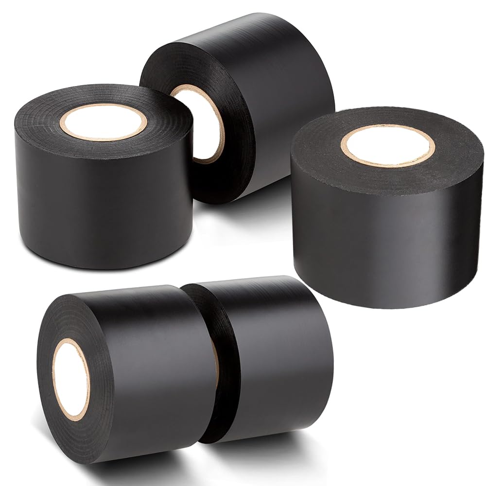 KafTon 5pack Electrical Tape Black PVC Insulation Tape 50mm x 33m - Flame Retardant Strong Self-Adhesive Tape for Insulating Repairing Electrical Wires