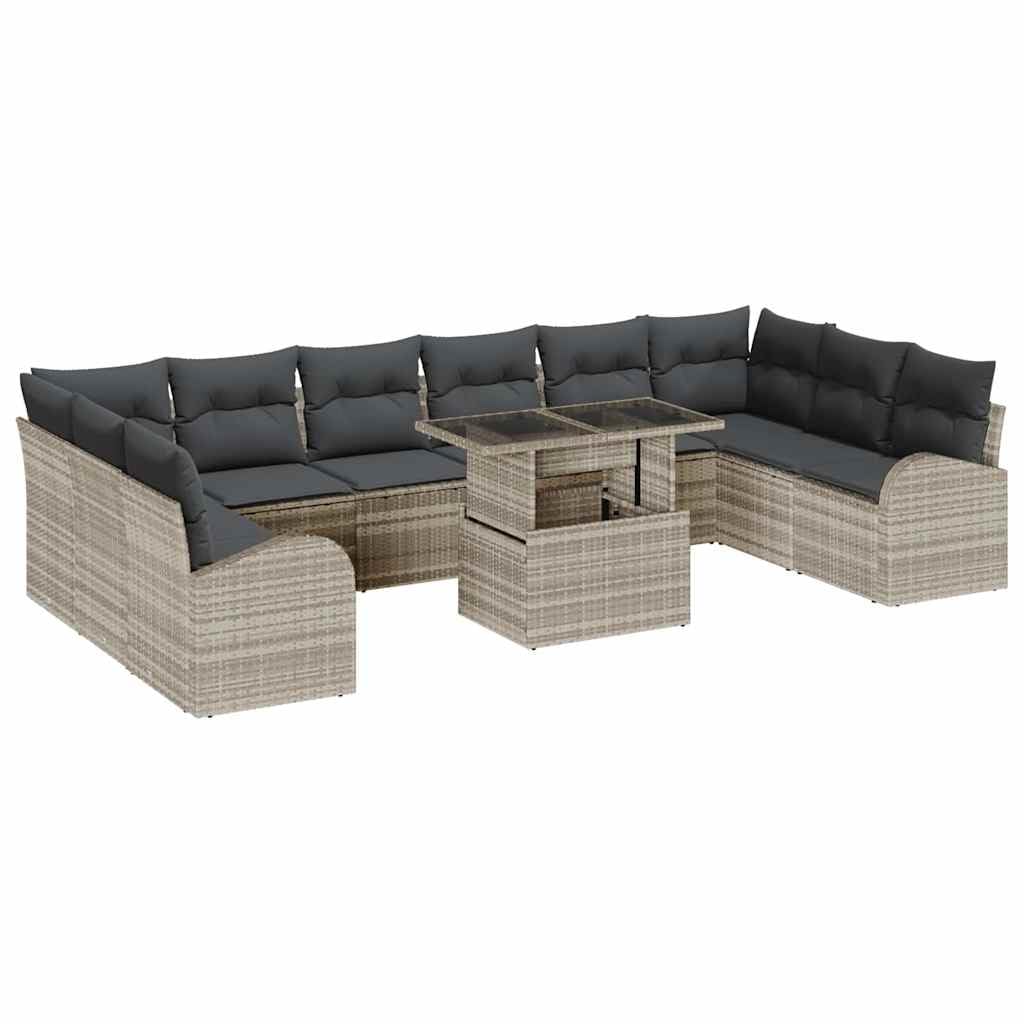 Set da giardino modulare in polyrattan con tavolo da 11 pezzi
