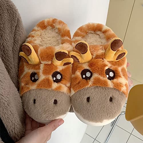 Giraffe Shaped Plush Slippers for Women & Kids - Cute 3D Giraffe Design - Christmas & Halloween Slippers (5-6, Style C)3