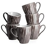 DOWAN Coffee Mugs, 14 Ounces Large Handle Coffee Mug Set of 6, Ceramic Mug for Coffee, Tea, Cocoa, and Mulled Drinks, Dark Gray