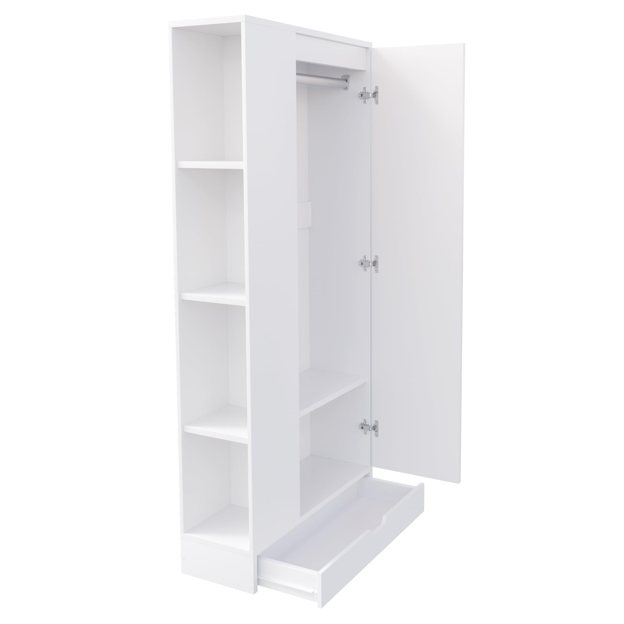 Moimhear Armadio 70 x 40 x 170 cm, versione singola con ripiani e cassetti, puro, adatto per camera da letto (bianco)
