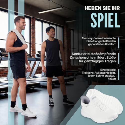 Skechers Herren Hands-Free Slip-In Bobs Squad Chaos Daily Hype Sneaker, Off White Knit, 42.5 EU – Ansicht 3