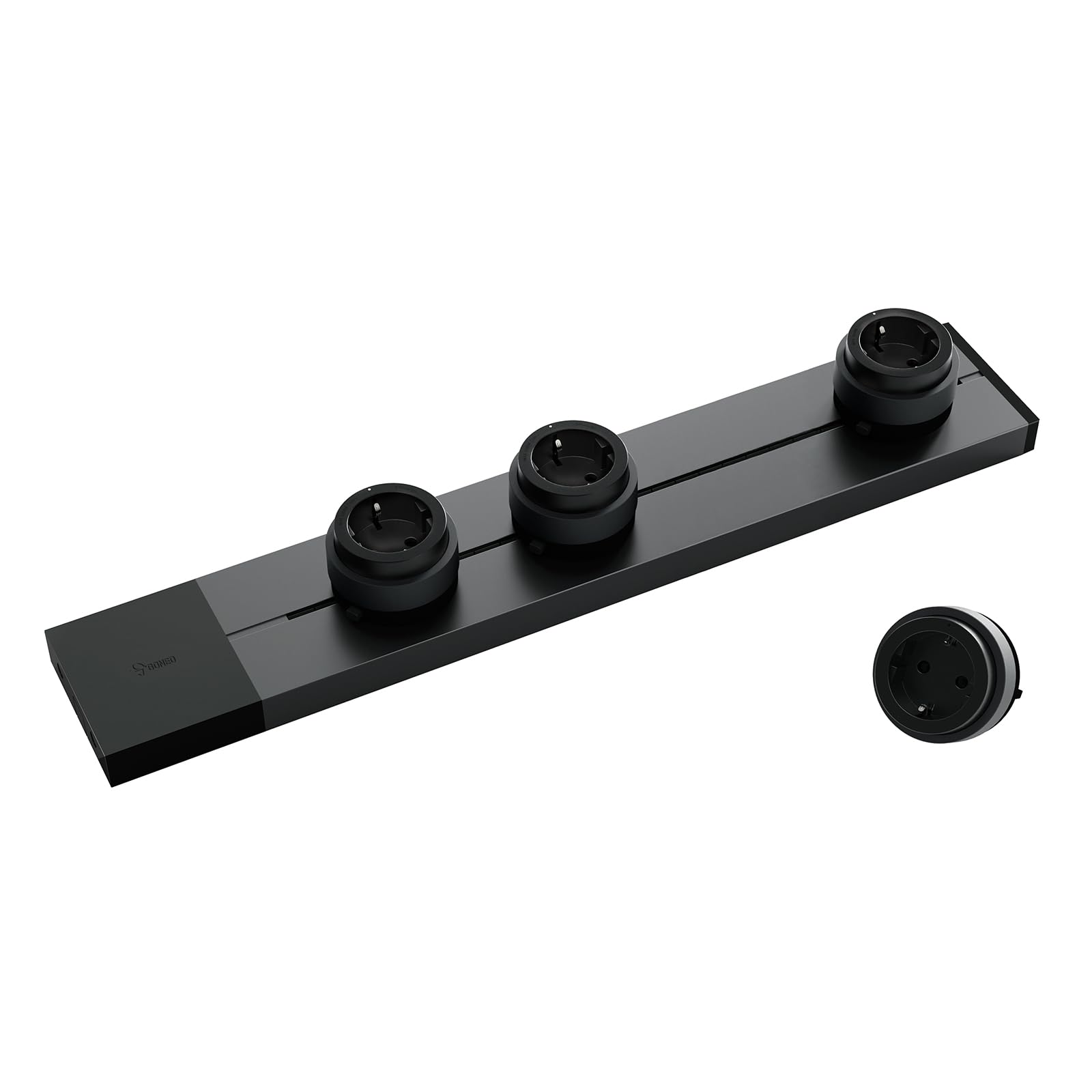 Goneo Mehrfachsteckdose Wandmontage, 50 cm Stromschiene mit 4 Steckdosen (umpositionierbar), Steckerleiste mit Schalter (pro Modul) und Kinderschutz, Montage ohne Stemmarbeiten, 7360 W für Küche