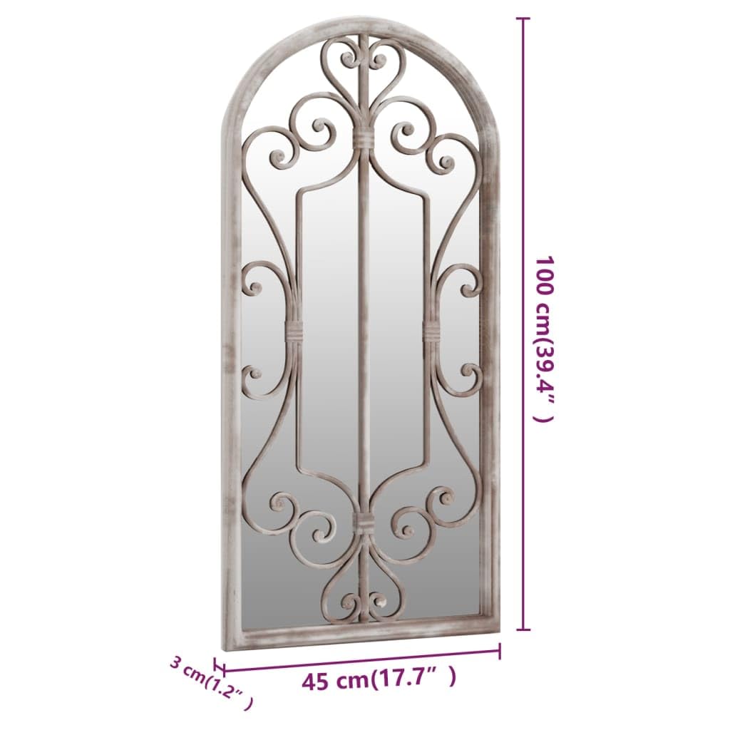 Specchio da giardino in ferro con effetto ruggine, 100 x 45 cm, per esterni, decorazione da parete