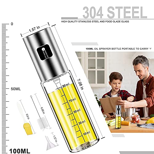 Image of BIGTONE Plastic Oil Sprayer for Cooking, 2Pack 100ml Olive Oil Spray Dispenser Bottle, Transparent Vinegar Mister for BBQ, Salad, Baking, Roasting, Grilling, Air Fryer