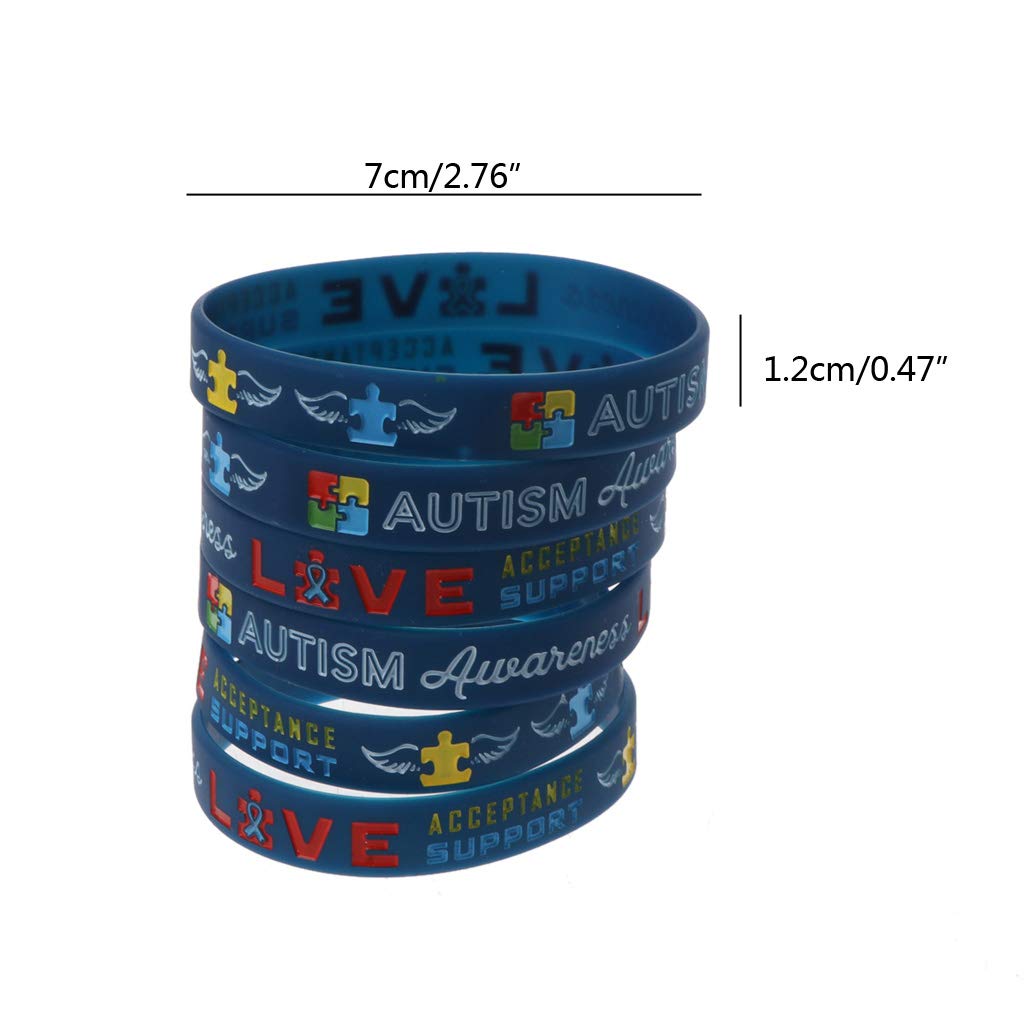 GROOMY Armband, 6-teiliges Autismus-Bewusstsein Armband-Bewusstsein schafft Veränderung Silikon-Armband Blau