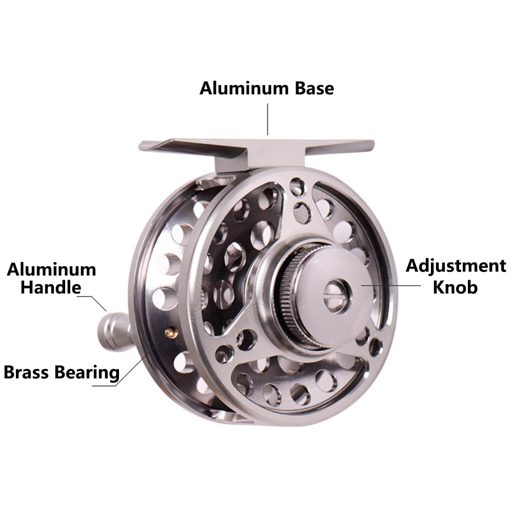 Fliegenfischen Rollen Aluminiumlegierung, 2+1 bb Fliegenrolle Angelrollen für Forelle Bass Karpfen - Größe # 39mm/49.5mm/59.5mm (Silber)