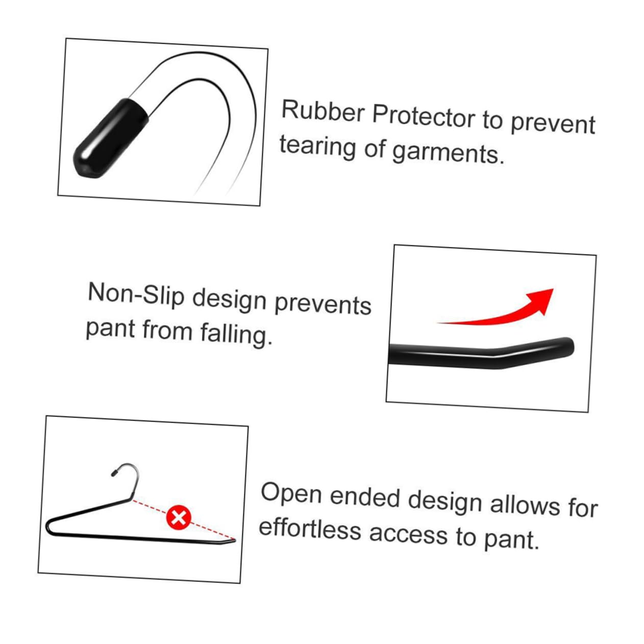 12pezzi Grucce Antiscivolo Per Pantaloni Appendini Inossidabile Con Rivestimento Nero Resistenti e Spaziosi Per Armadi e Organizzazione Jeans