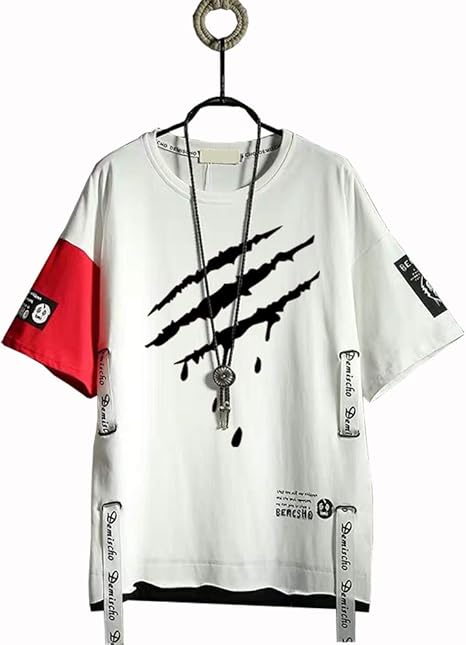 Amazon Swave メンズ 半袖 綿 Tシャツ トップス 夏服 丸首 日常 原宿風 ストレッチ ゆったり おしゃれ おおきいサイズ 模様プリント 韓国ストリート系 Hiphop 個性デザイン ダンス服 Tシャツ カットソー 通販