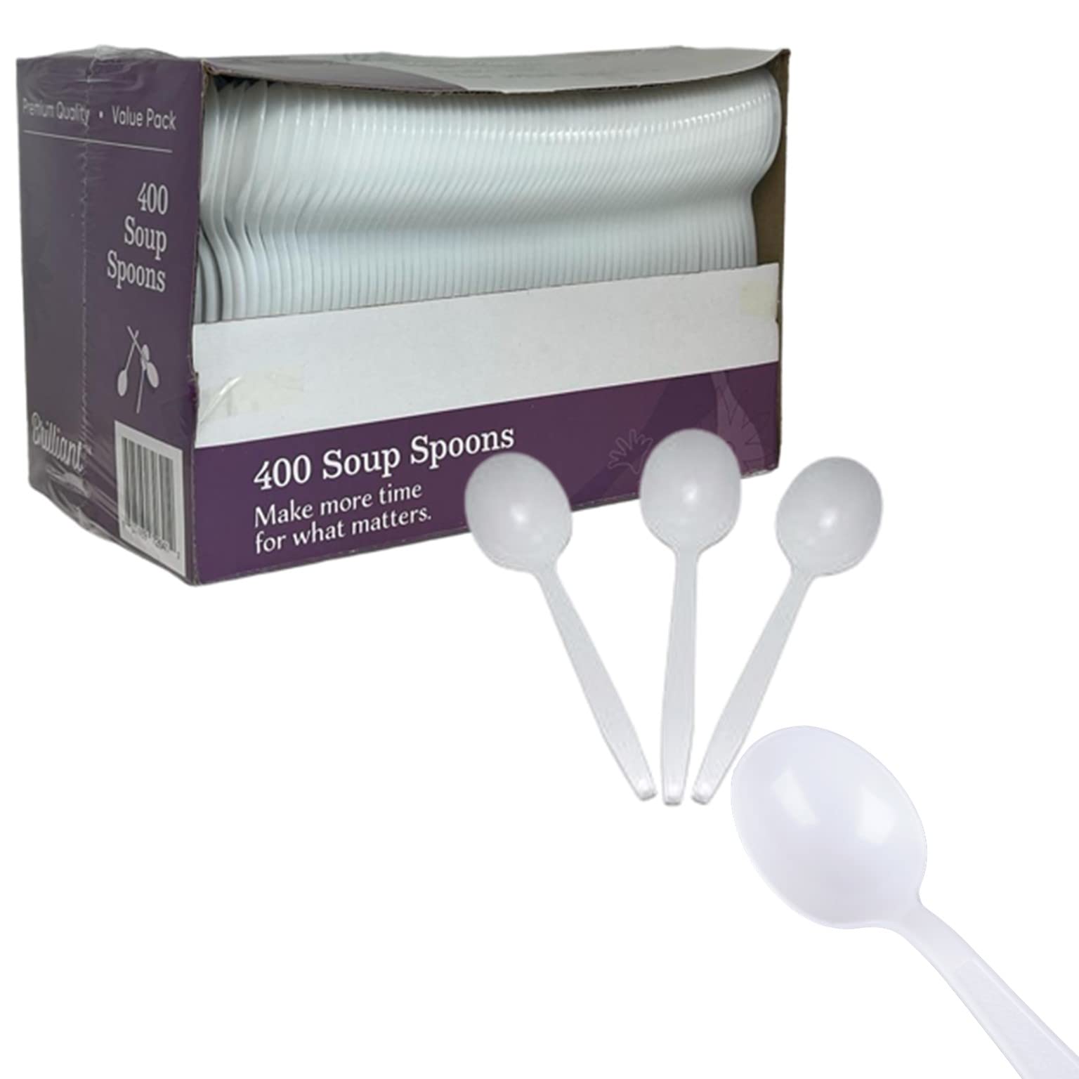 Nicole Fantini Disposable Kitchen Selection Plastic White | Pack of 400 Soup Spoon, 2000 Count