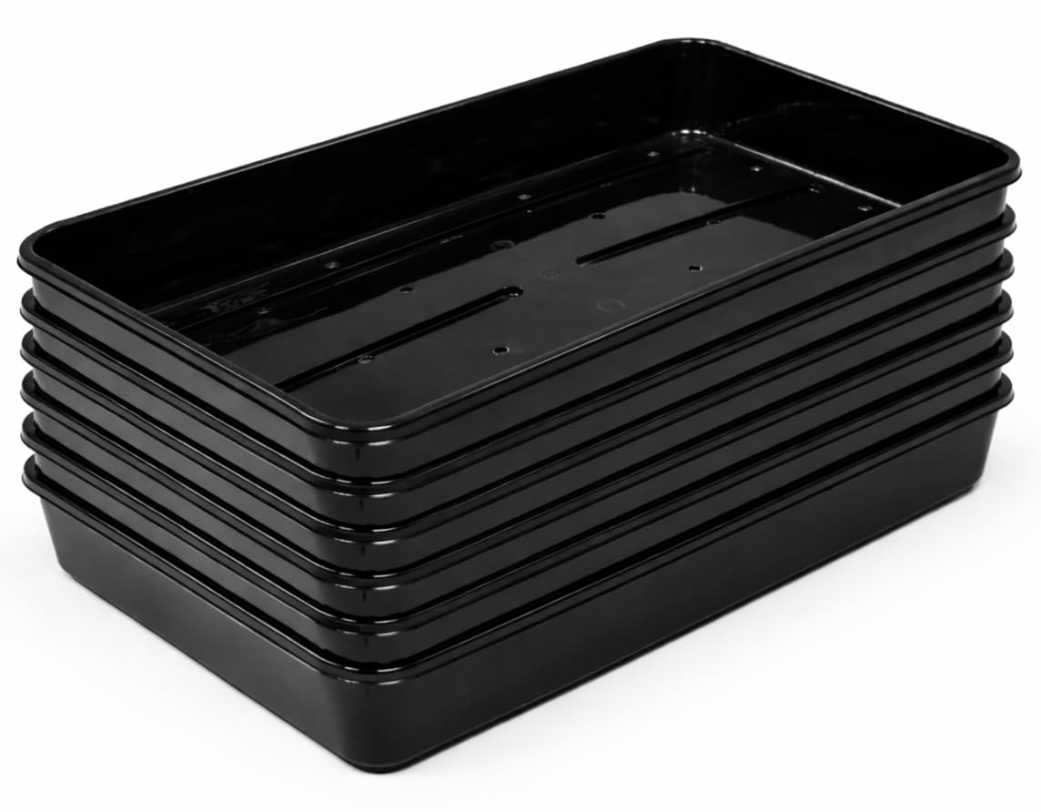 Muddy Hands Pack of 6 Heavy Duty Plastic Seed Trays – Seedling, Germination & Propagation Trays with Drainage Holes for Garden or Greenhouse