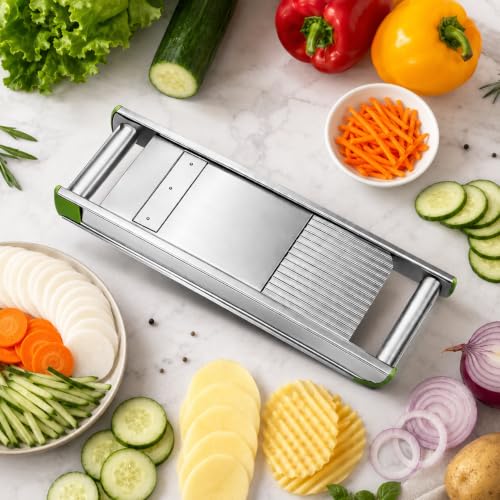 Image of Stainless Steel Vegetable Cutter & Slicer | Heavy-Duty Manual Slicer for Potato, Onion, Cabbage & Kitchen Use | Durable Commercial-Grade Vegetable Chopper with Sharp Blades