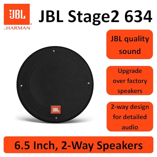 JBL Stage2 634 3-Wege Auto Lautsprecher Set von Harman Kardon - 250 Watt KFZ Auto Boxen - 2 stück Car HiFi Box groß 16,5cm | 165mm | 6,5 Zoll