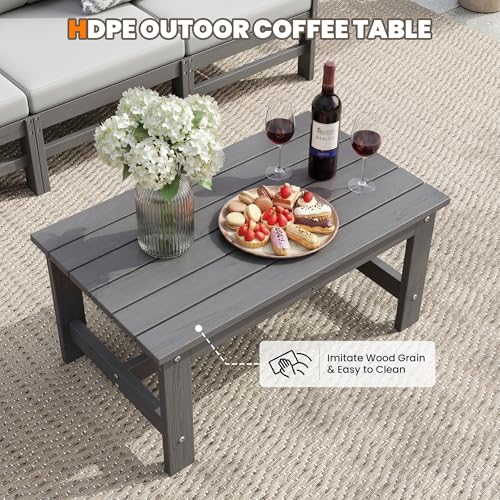 Image of HDPE Patio Furniture Set 6 Piece Outdoor Modular Furniture Set with Cushion
