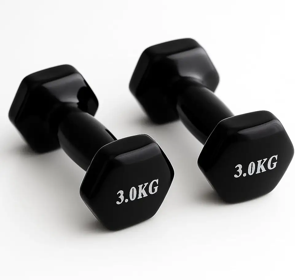 Kit de Halteres Sextavado Emborrachado 3Kg Preto - MK FIT