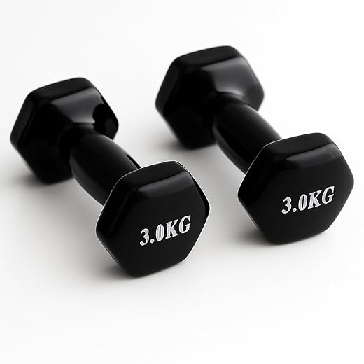 Kit de Halteres Sextavado Emborrachado 3Kg Preto - MK FIT