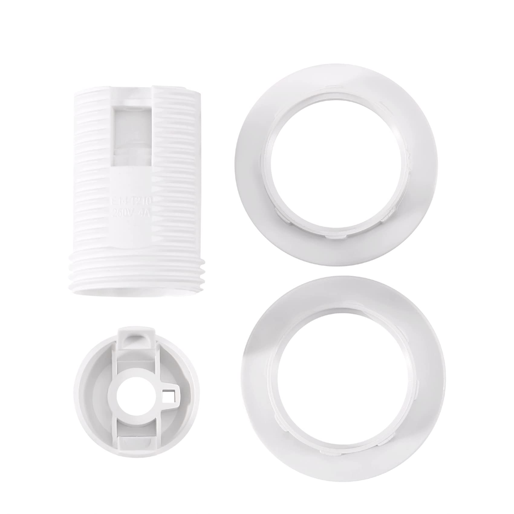 Plastic Shell Screw Type E14 Bulb Light Lamp Holder Socket AC 250V 2A, White