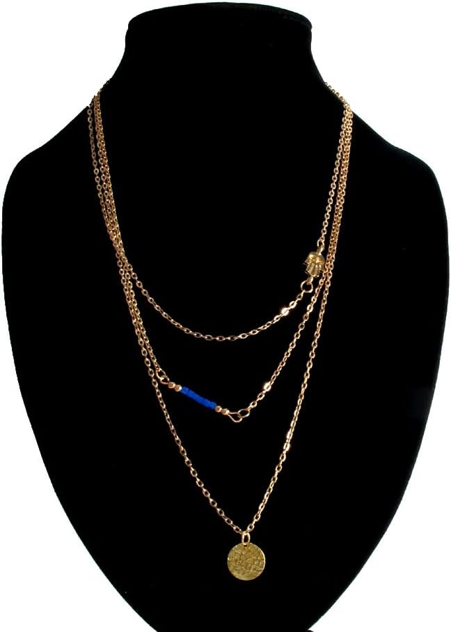Hamsa Hand Beads Sequined Short Multilayer Necklace Wedding