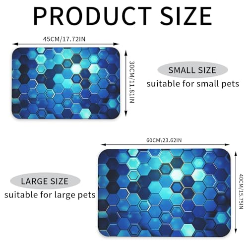 Tapis d'alimentation chien bleu 30x45cm hexagonal en caoutchouc - 4
