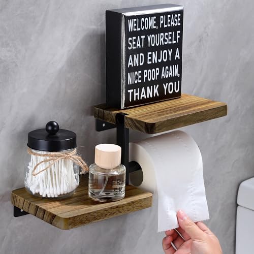 Papier Toilette Mural en Bois Naturel sans Perçage, Gain De Place