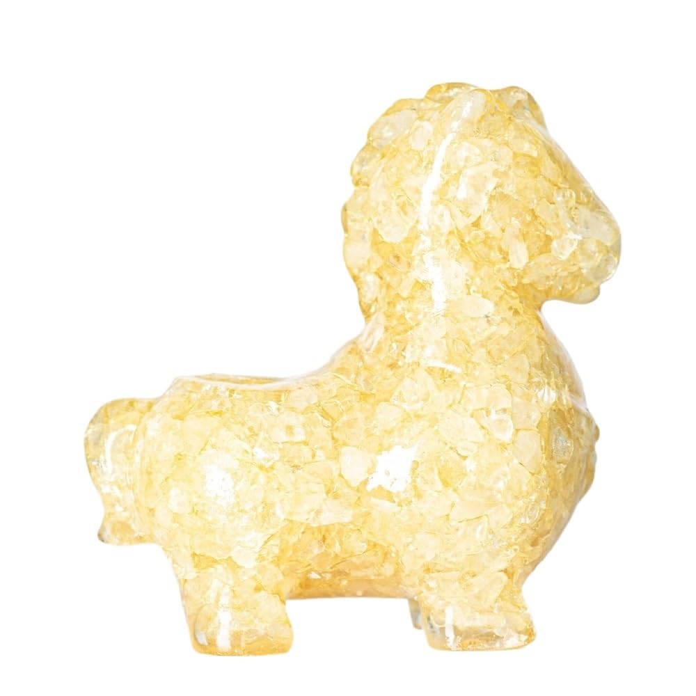 HUFFA Elegant Desktop Ceramic Horse Figurine Ornament - Natural Crystal & Resin Decorative Piece
