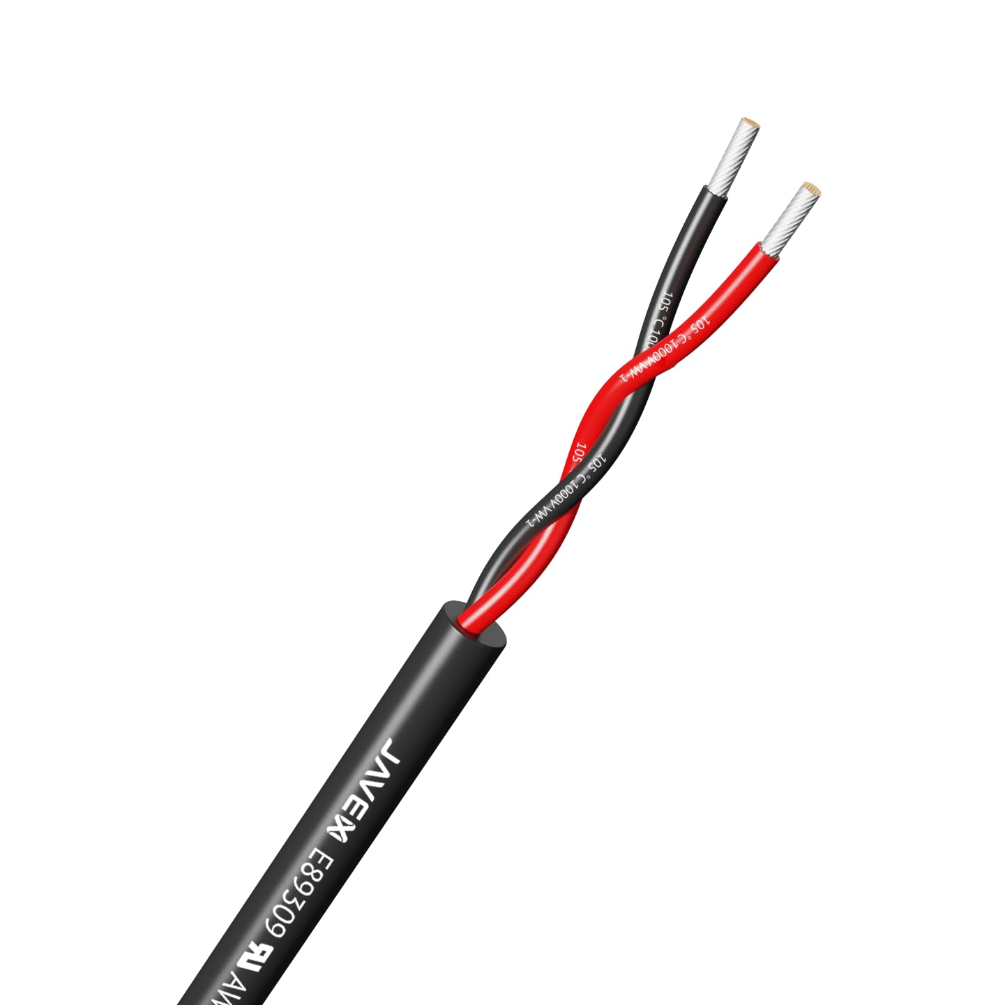 Javex Cable de calibre 18, 2 conductores, cable eléctrico 18/2, cable de PVC trenzado de 18-2 AWG, cable flexible de 12 V de bajo voltaje/cobre estañado para cables automotrices, tiras LED