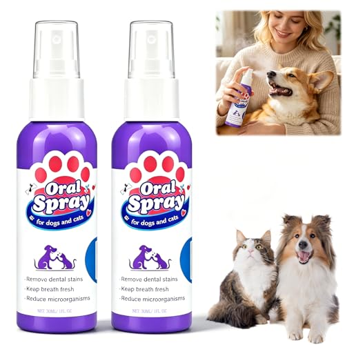 Egmsic Pet Oral Spray Pet Dental Care Spray Teeth Cleaning Spray for Dogs and Cats No Brushing Easy to Use(2Pcs)
