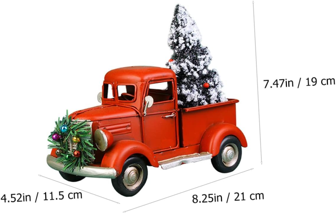 1pc Creative Retro Pickup Truck Ornament Vintage Iron Car Model for Christmas Decor Office Desk Decoration and Collectible Car Figurine