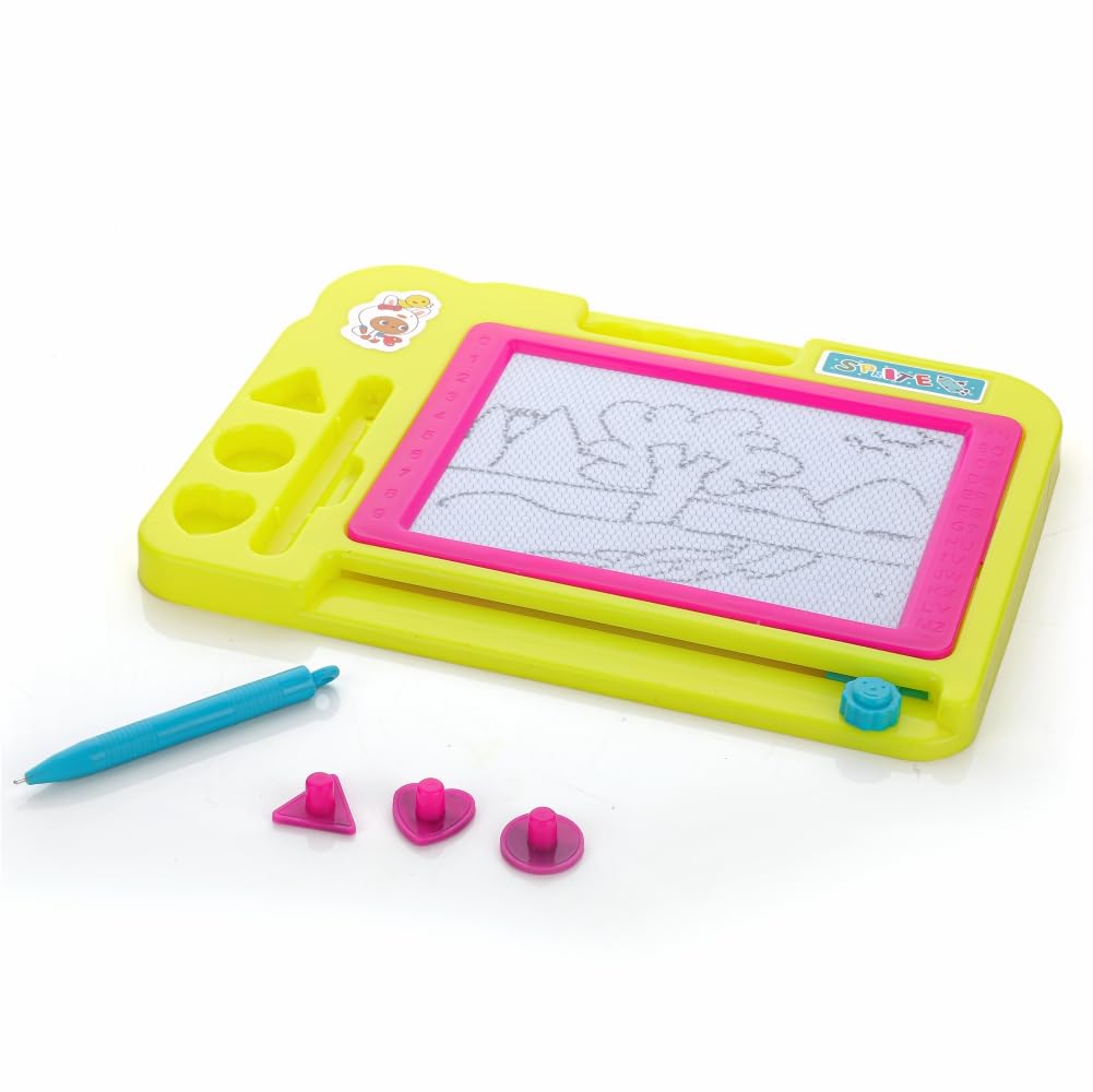 Whimsy Magnetic Slate, Magnetic Drawing Board for Learning Writing and Drawing, Magnetic Pen and Stamps, Magnetic Slate Easy to Use and Clean, Magnetic Board for Kids Above 3, BIS Approved (Yellow)