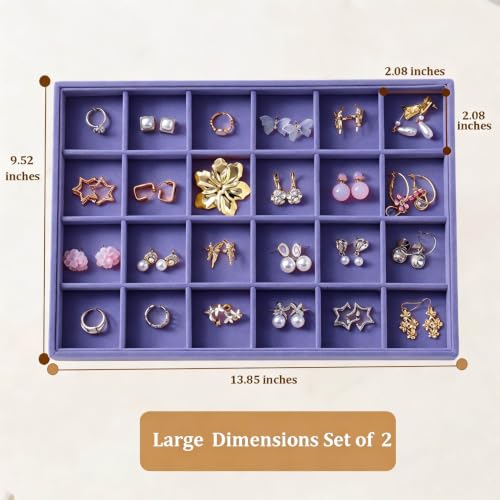 Image of Large Velvet Jewelry Tray Display Drawer Inserts 2 Pack