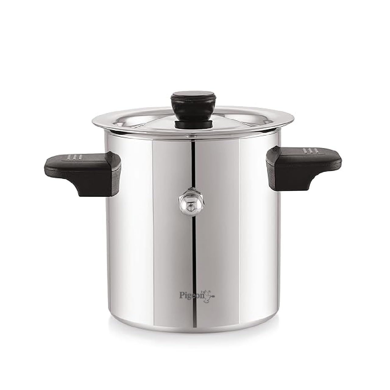 Pigeon-Elegant Stainless Steel Milk Cooker/Boiler/Pot with Handle,Lid,Knob,Whistle | Capacity:2Ltr | Gas and Induction Compatible with Whistle Indication.