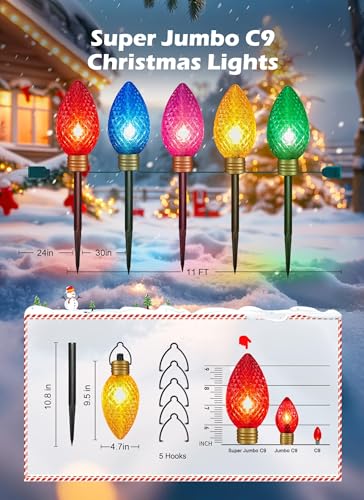 Luces Navideñas Super Jumbo C9 Multicolor Exterior 11FT miniatura 5
