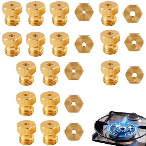 JIXLOUR 15 Pièces Gicleur Gaz Butane Universel, Kit d’Injecteurs pour Conversion GPL Propane, Compatible avec Cuisinière, Plaque de Cuisson et Bouteille de...