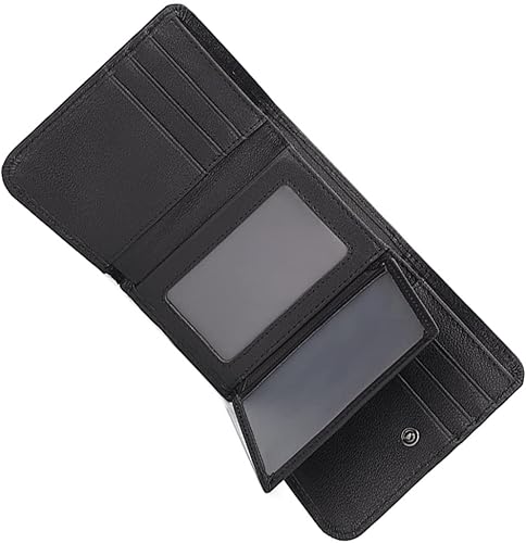 LUYILA Cartera para hombre piel genuina con bloqueo RFID para hombre billetera de cuero genuino delgada triple con ventana de identificación