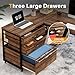 Tribesigns L-Shaped Computer Desk with 3 Drawers, Reversible Corner Home Office Desk with Shelves, 53-Inch Industrial PC Desk Study Writing Table Workstation for Small Space, Rustic Brown