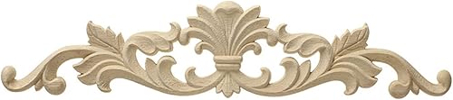 Miniatura 1 de LXYUUM Apliques largos tallados en madera sin pintar, apliques de madera y soportes para muebles (02, 14.2 x 2.8in)