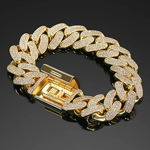 Pulsera Cuban Link para Hombre 15mm Oro 18K Chapado miniatura 3