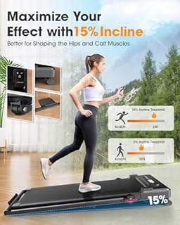 Large Walking Pad with Handle Bar, 17" Widened Running Belt, 15% Incline Treadmill, 4MPH/7.6MPH, 3.0 HP Treadmill with 380lbs Capacity, Remote and App Control