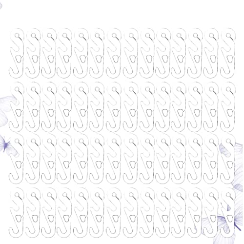 POPETPOP 200ピース調整可能な バックル 拡張フック滑り止めフック耳保護 フックs形ハンガー ロープコネクタ(白53x15mm)