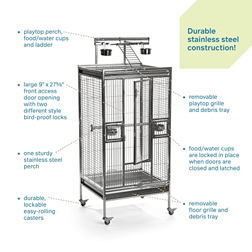 Image of Prevue Pet Products Stainless Steel Play top Bird Cage, Stainless Steel