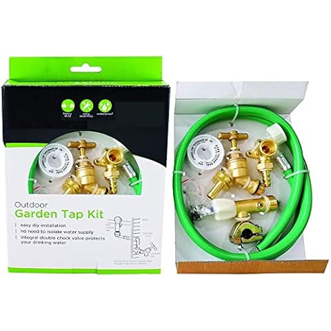 Livingshire Outdoor Garden Brass Tap Kit | Self-Cutting Tap Hose Pipe | Garden Water Fittings Set | Easy Installation Cover
