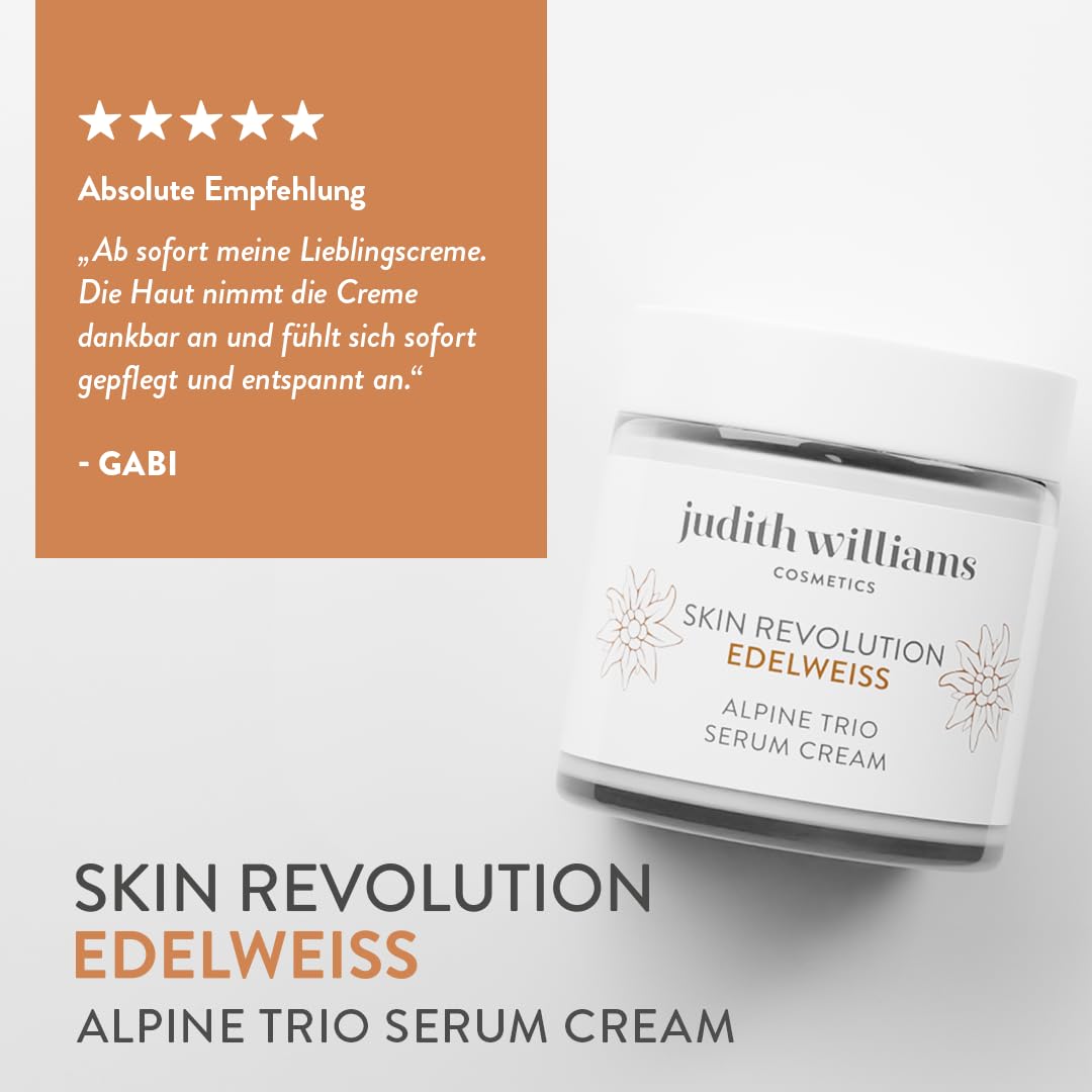 Judith Williams Cosmetics Edelweiss Set Creme, Reinigung & Toner, 3-tlg. | 3-tlg., gerötete & gereizte Haut, gegen Kollagenabbau, gegen Pigmentflecken, spendet Feuchtigkeit, Skin Revolution Edelweiss